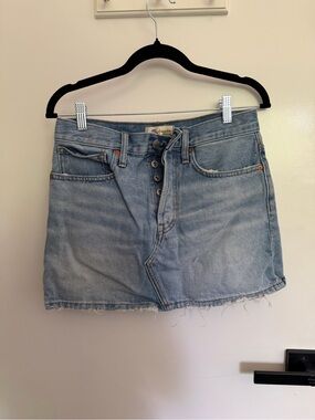 Madewell Light Blue Denim Button-Front Mini Skirt